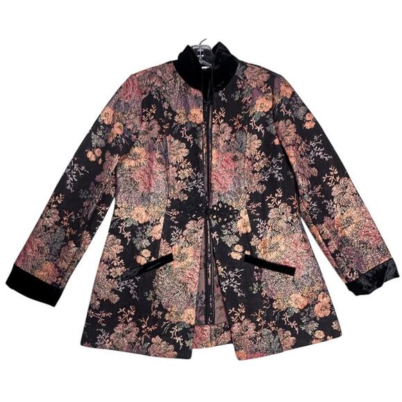 Soft Surroundings Westbury Garden Metallic Jacquard Jacket Blazer Sz Petite M - Picture 2 of 16